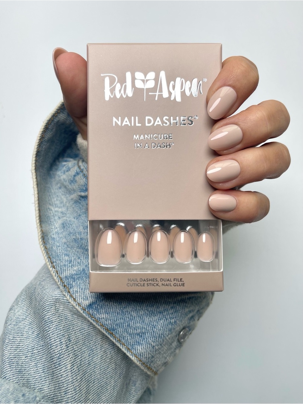 Red Aspen Shaunice Short Almond Press-On Nails in Pale Pink Nude